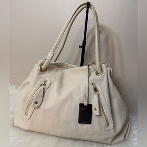 Furla Ivory Shoulder Bag with Gold Accents